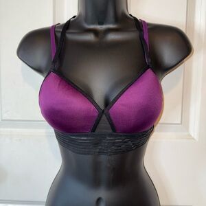 Vibrant Purple Sports Bra with Black Accents